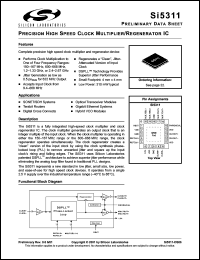 Si5311-BM datasheet: Precision high speed clock multiplier/regenerator IC. Si5311-BM