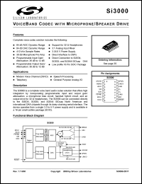 Si3000-KS datasheet: Voiceband codec with microphone/speaker drive Si3000-KS