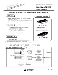 M62433SP datasheet: Tone and volume controller with 4 input selector M62433SP