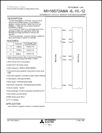 MH16S72AMA-10 datasheet: 1207959552-bit (16777216-word by 12-bit) synchronous DRAM MH16S72AMA-10