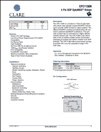 CPC1150N datasheet: 4 pin SOP optoMOS relay, 350V CPC1150N