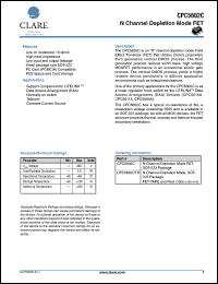 CPC5602CTR datasheet: N channel depletion mode FET CPC5602CTR