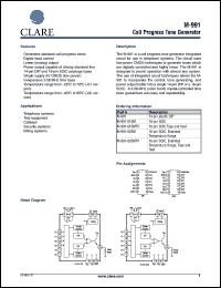 M-991-02SM datasheet: Call progress tone detector M-991-02SM