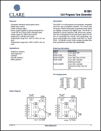M-991-01SM datasheet: Call progress tone detector M-991-01SM