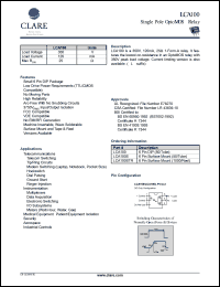 LCA100STR datasheet:  Single pole optoMOS relay LCA100STR