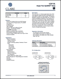 LCA110LSTR datasheet:  Single pole optoMOS relay LCA110LSTR