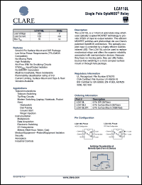 LCA110L datasheet:  Single pole optoMOS relay LCA110L