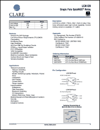 LCA120STR datasheet:  Single pole optoMOS relay LCA120STR