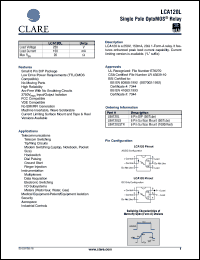 LCA120LSTR datasheet:  Single pole optoMOS relay LCA120LSTR