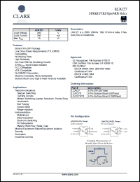 LCA127STR datasheet:  Single pole optoMOS relay, 250V LCA127STR