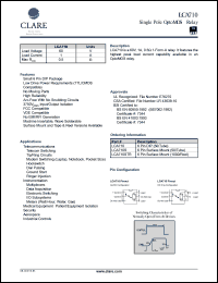 LCA710 datasheet:  Single pole optoMOS relay, 250V LCA710