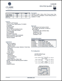 LAA100PTR datasheet: Dual pole optoMOS relay, 350V LAA100PTR