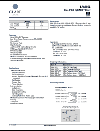 LAA100LS datasheet: Dual pole optoMOS relay, 350V LAA100LS