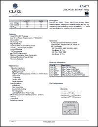 LAA127PTR datasheet: Dual pole optoMOS relay, 250V LAA127PTR