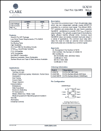 LCA210S datasheet: Dual pole optoMOS relay LCA210S