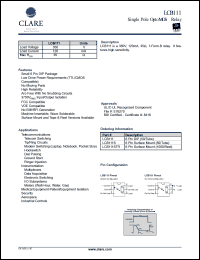 LCB111 datasheet: Single pole optoMOS relay LCB111
