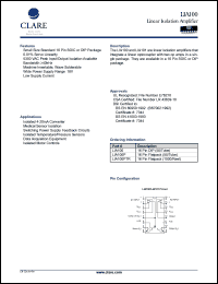 LIA100 datasheet: Linear isolation amplifier LIA100