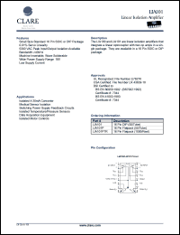 LIA101PTR datasheet: Linear isolation amplifier LIA101PTR