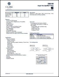 OMA160S datasheet: Single pole optoMOS relay OMA160S