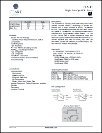 PLA143STR datasheet: Single pole optoMOS relay PLA143STR