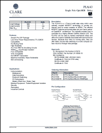 PLA143S datasheet: Single pole optoMOS relay PLA143S
