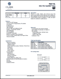 PAA110LSTR datasheet: Dual pole optoMOS relay PAA110LSTR