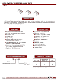 TX4.5L-S datasheet: 4.5 KV High-energy triggered spark gap TX4.5L-S