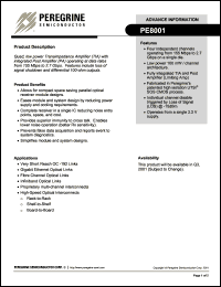 PE8001 datasheet: Low power transimpedance amplifier PE8001