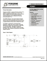 PE9601-11 datasheet: 2.2 GHz integer-N PLL for RAD-hard applications PE9601-11