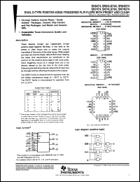 JM38510/07101BCA datasheet:  DUAL D-TYPE POSITIVE-EDGE-TRIGGERED FLIP-FLOPS WITH PRESET AND C JM38510/07101BCA