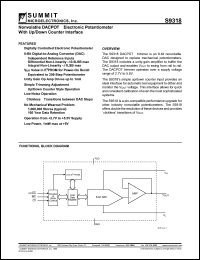 S9318S datasheet: Nonvolatile DACPOT electronic potentiometer with up/down counter interface S9318S