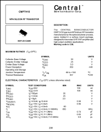 CMPTH10 datasheet: PNP silicon  RF transistor CMPTH10