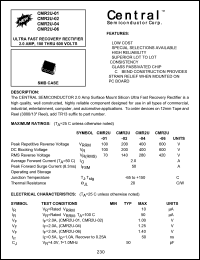CMR2U-06 datasheet: 600 V, ultra fast recovery rectifier CMR2U-06