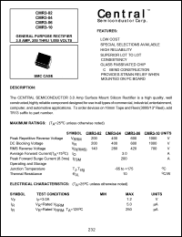 CMR3-10 datasheet: 1000 V, general purpose rectifier CMR3-10