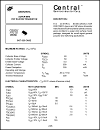 CMST2907A datasheet: 60 V,  super-mini PNP silicon transistor CMST2907A