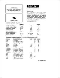 CMUT2907A datasheet: 60 V,  ulta-mini surface mount PNP silicon transistor CMUT2907A