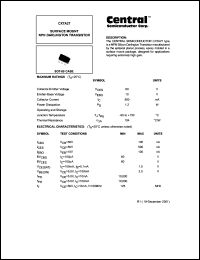 CXTA27 datasheet: Surface mount NPN darlington transistor CXTA27