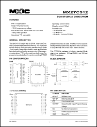 MX27C512PC-90 datasheet: Access time: 90ns; 512K-bit (64K x 8) CMOS EPROM MX27C512PC-90