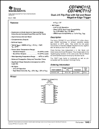 CD74HCT112E datasheet:  HIGH SPEED CMOS LOGIC DUAL NEGATIVE-EDGE-TRIGGERED J-K FLIP-FLOPS WITH SET AND RESET CD74HCT112E