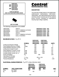 CMPD2003C datasheet: 200 V, High voltage switching diode CMPD2003C