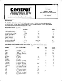 CMXT2222A datasheet: Surface mount dual NPN silicon transistor CMXT2222A