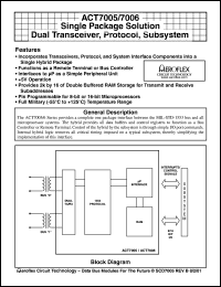 ACT7006 datasheet: Dual transceiver, protocol, subsystem. ACT7006