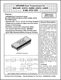 ARX4868-2 datasheet: Dual transceiver for macair A3818, A5690, A5232, A4905 and MIL-STD-1553. Normally low. ARX4868-2