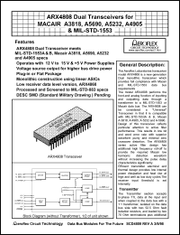 ARX4808 datasheet: Dual transceiver for macair A3818, A5690, A5232, A4905 and MIL-STD-1553. Normally high. ARX4808