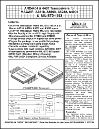 ARX4407-201-1 datasheet: Transceiver for MIL-STD-1553. Normally high. ARX4407-201-1