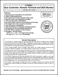 CT2561-FP datasheet: Bus controller, remote terminal and BUS monitor for MIL-STD-1553B. CT2561-FP