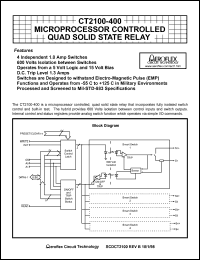 CT2100-400 datasheet: Microprocessor controlled quad solid state relay. 4 independent 1.0 Amp switches. 600 Volts isolation between switches. CT2100-400