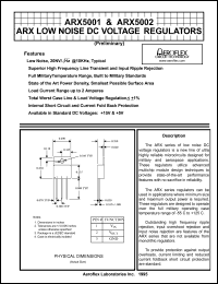 ARX5001 datasheet: Low noise DC voltage regulator. ARX5001