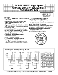 ACT-SF128K32N-26P1Q datasheet: High speed 128K x 32 SRAM / 128K x 32 FLASH multichip module. Speed 25(SRAM) / 60(FLASH) ns. MIL-PRF-38534 compliant/SMD. ACT-SF128K32N-26P1Q