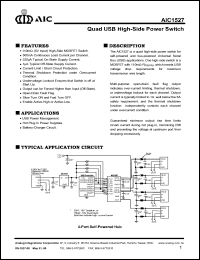 AIC1527-0CS datasheet: Supply voltage: 7.0V; quad USB high-side power switch AIC1527-0CS